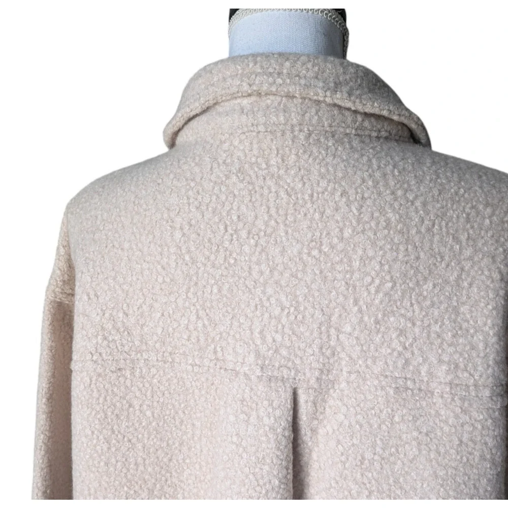 La Miel Blush Pink Tan Boucle Tan Thick Shacket Button Front Sz Small Oversized
